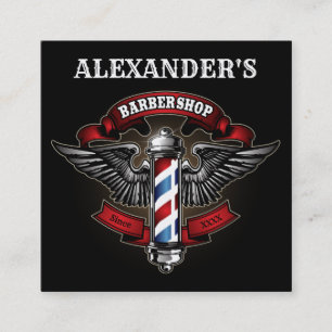 Winged Barber Pole Square Personalize Fyrkantigt Visitkort