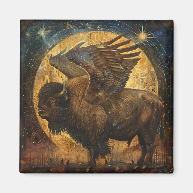 Winged Buffalo Bison Magnet (Framsidan)