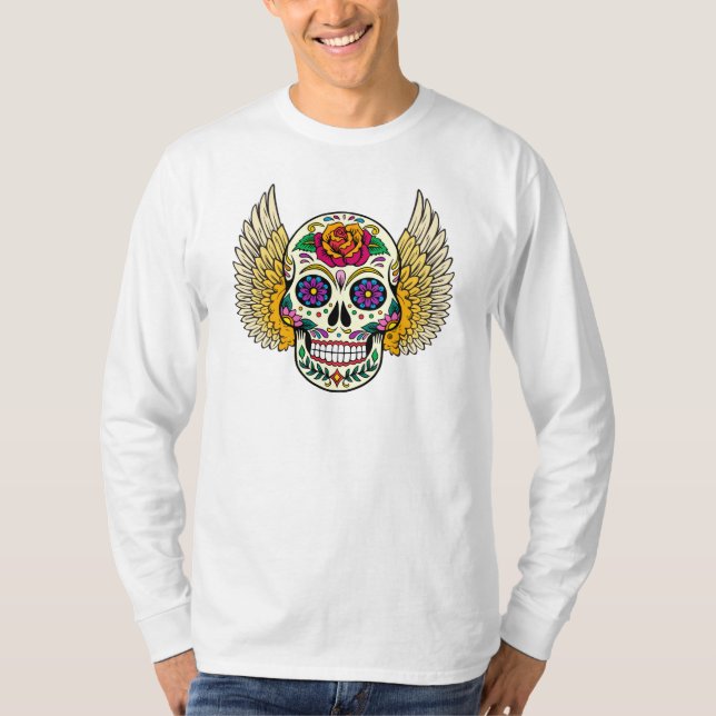 Winged Candy Skull T-Shirt (Framsida)