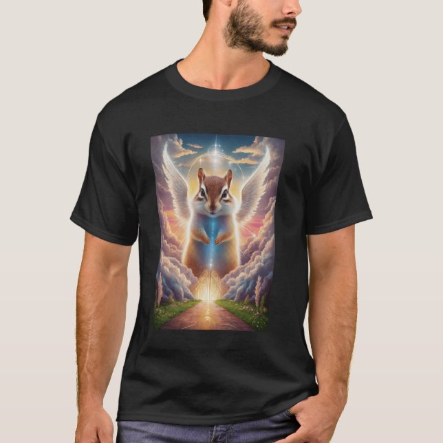 Winged Chipmunk Fantasy Art with Celestial Backdro T Shirt (Framsida)