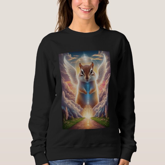 Winged Chipmunk Fantasy Art with Celestial Backdro T Shirt (Framsida)