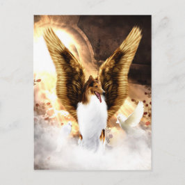 Winged Collie Angel i Hund himmel Vykort