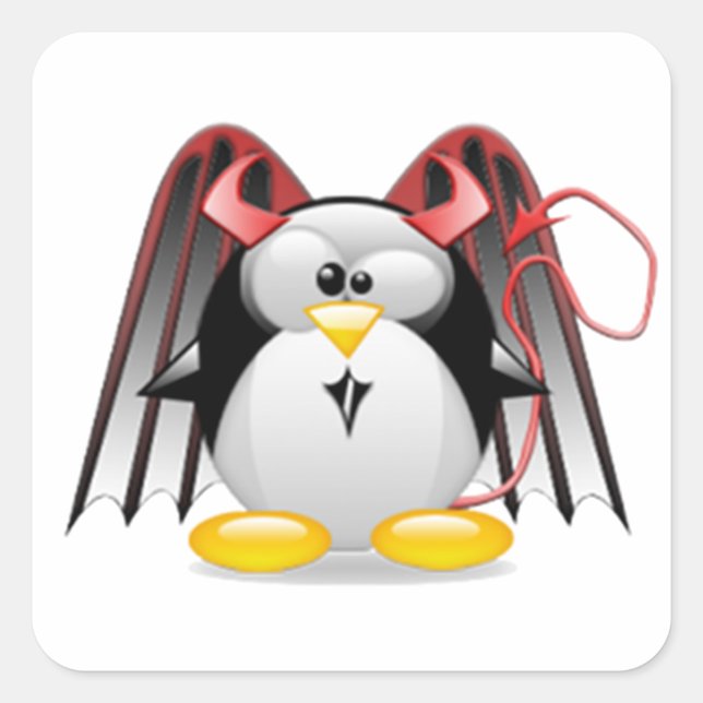Winged Djävulen Tux Fyrkantigt Klistermärke (Framsida)
