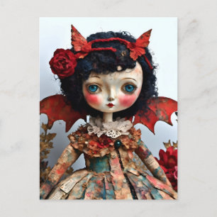 Winged Doll för blandade media Fladdermus Vykort