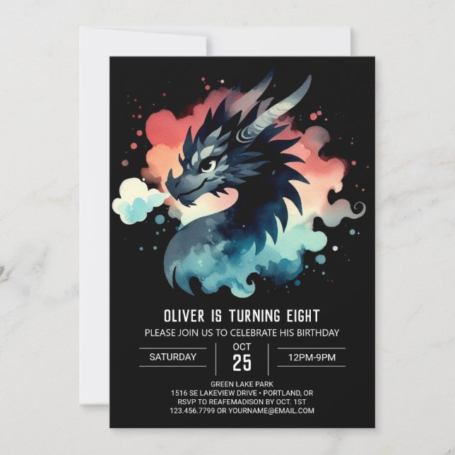Winged Dragon Birthday Digital Inbjudningar (Framsida)
