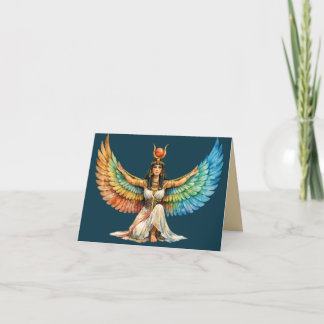 Winged Egyptian Goddess Greeting Card Spiritualart Tack Kort
