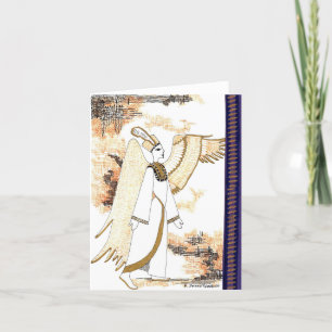Winged Egyptian Goddess Teckning Färg Anteckningskort