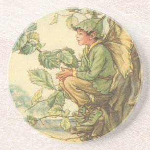 Winged Elm Fairy Sitta i Träd Underlägg