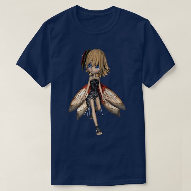 Winged Fairy Girl Anime Stil T Shirt (Design framsida)