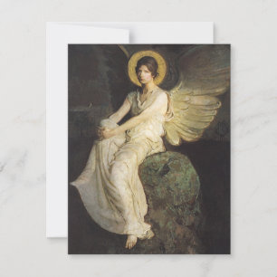 Winged Figur, sittande vid Sten av Abbott Thayer
