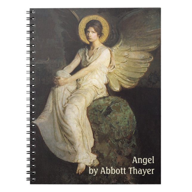 Winged Figur, sittande vid Sten av Abbott Thayer Anteckningsbok (Framsidan)