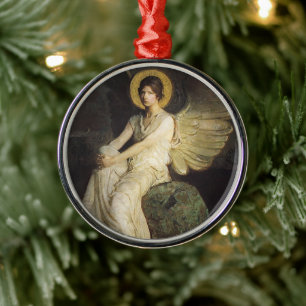 Winged Figur, sittande vid Sten av Abbott Thayer Julgransprydnad Metall