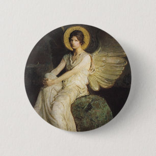 Winged Figur, sittande vid Sten av Abbott Thayer Knapp