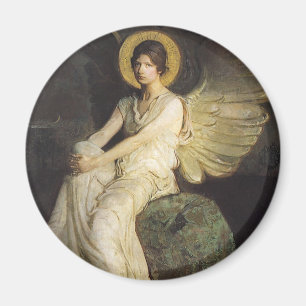 Winged Figur, sittande vid Sten av Abbott Thayer Magnet