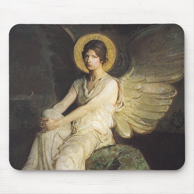 Winged Figur, sittande vid Sten av Abbott Thayer Musmatta (Framsidan)