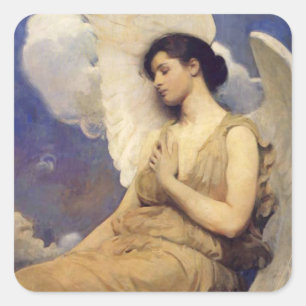 Winged Figur Vintage Angel Fyrkantigt Klistermärke