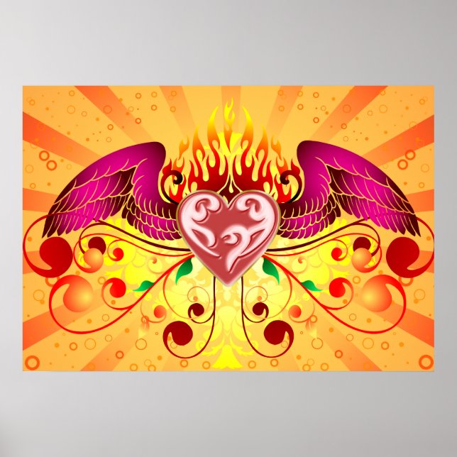 Winged Flaming Heart Poster (Framsidan)