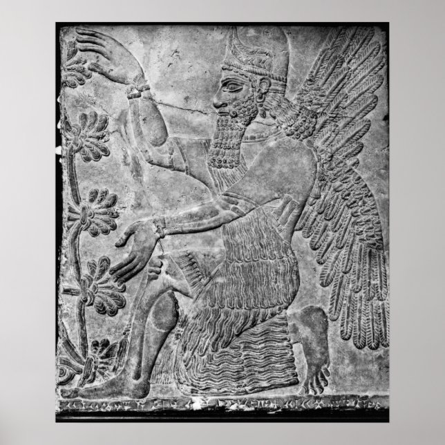 Winged Genie Worshipping Helig Träd Poster (Framsidan)