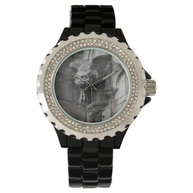Winged Gothic Gargoyle Dam Black Wristwatch Armbandsur (Framsida)