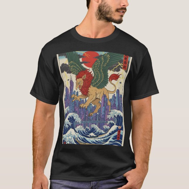 Winged Guardian of Tokyo Waves T Shirt (Framsida)