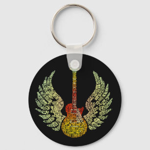 WInged Guitar Ord Nyckelring