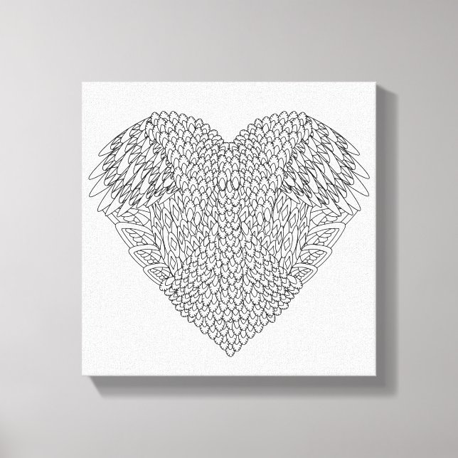 Winged Heart Doodle 6 Canvastryck (Framsida)