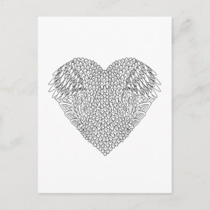 Winged Heart Doodle Vykort