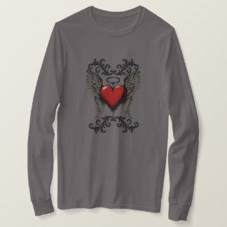 Winged Heart med Halo - Gothic Angel Kärlek Design T Shirt