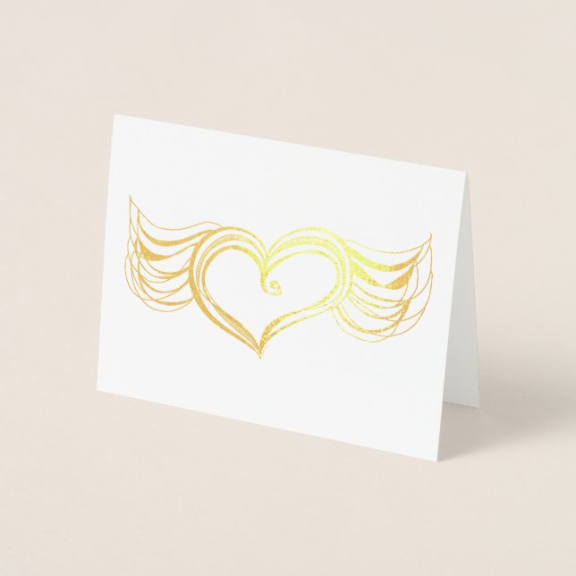Winged Heart Sketch Foil Card Folierat Kort (Framsida)