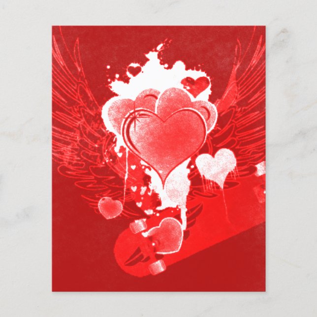 Winged Hearts & Skateboard Valentines Flyer (Framsidan)