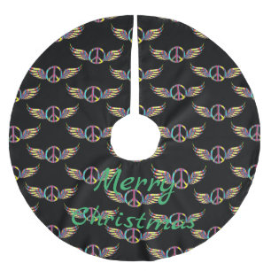 Winged Hippie Peace Symbol Thunder_Cove Julgransmatta Borstad Polyester