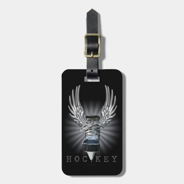 Winged Hockey Luggage Tag Bagagebricka (Vertikal Framsida)