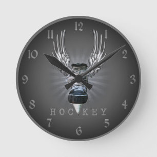 Winged Hockey Round Clock Rund Klocka