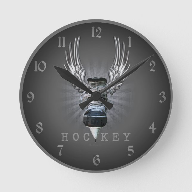 Winged Hockey Round Clock Rund Klocka (Framsida)