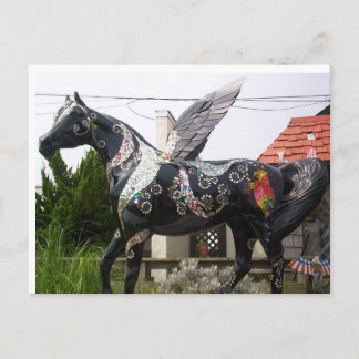 Winged Horse Parrot och glitter Vykort