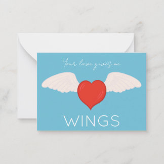 Winged Love Valentine Flat Note Card Anteckningskort