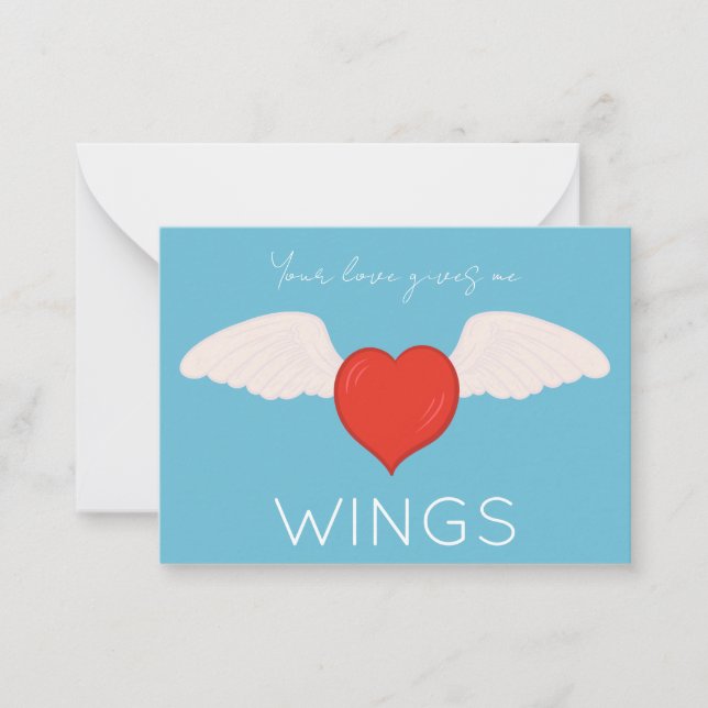 Winged Love Valentine Flat Note Card Anteckningskort (Framsida)