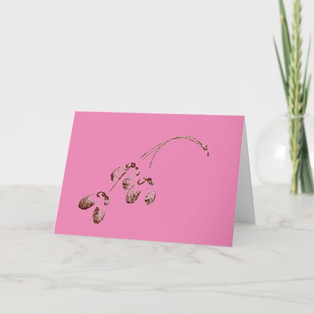 "Winged Maple Seeds Rosa"-hälsningskort för Land Kort (Framsida)