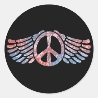Winged Peace Symbol Runt Klistermärke
