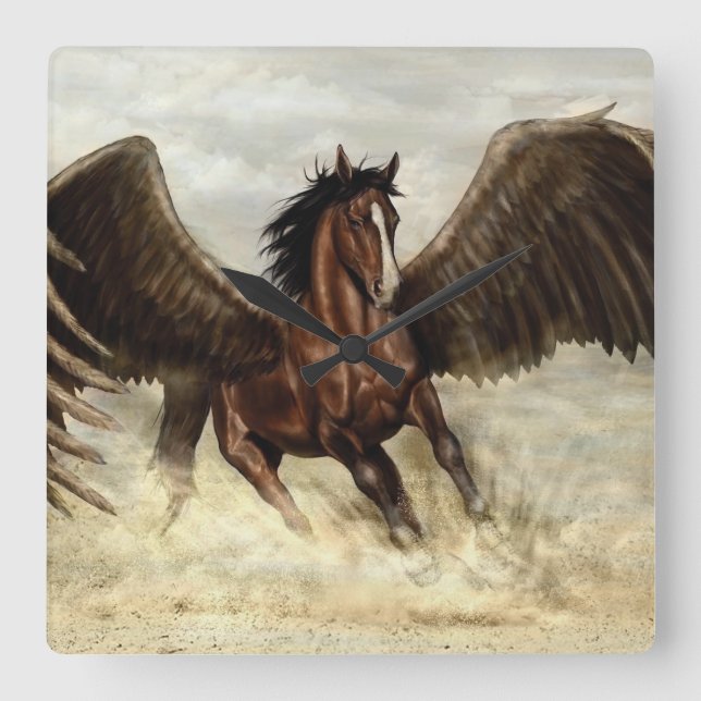 Winged Pegasus   Fyrkantig Klocka (Framsida)