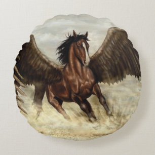 Winged Pegasus Rund Kudde