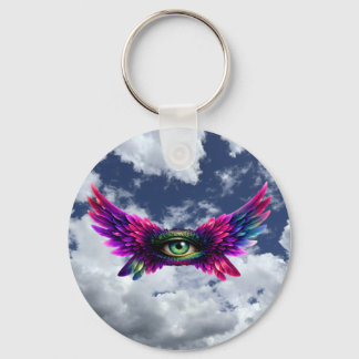 Winged Protection Eye – Round Intention Keychain Nyckelring