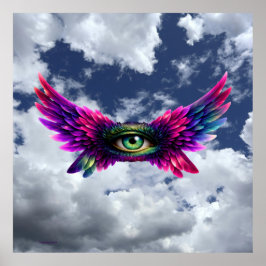 Winged Protection Eye – Surreal Intention Art Post Poster