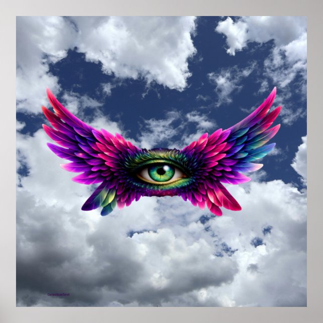 Winged Protection Eye – Surreal Intention Art Post Poster (Framsidan)
