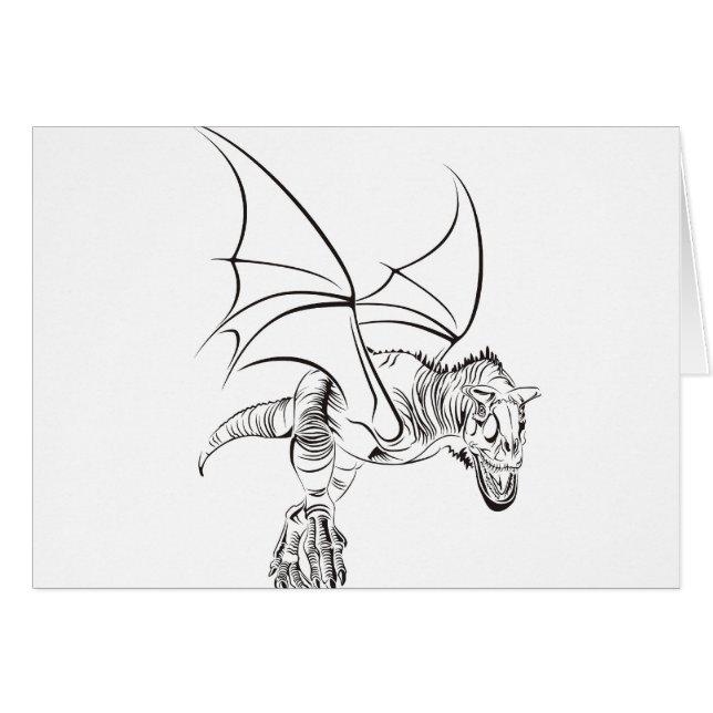 Winged Raptor/Tribal Hälsningskort (Framsidan Horizontal)