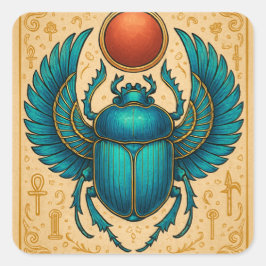 Winged Scarab Beetle Egyptian Sticker Lakan Fyrkantigt Klistermärke