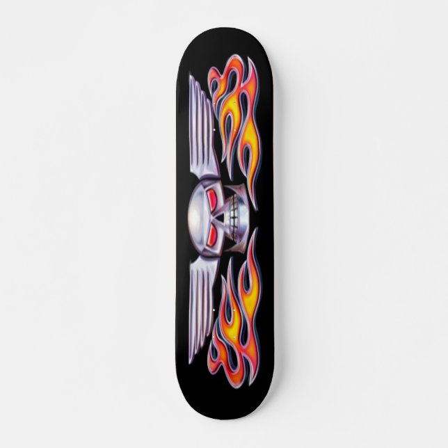 Winged Skull med flamskartong Skateboard Bräda 20,5 Cm (Framsida)