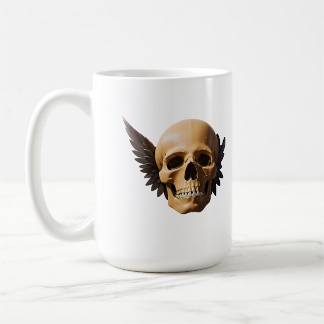 Winged Skull Symbolizing Mortality and Freedom Kaffemugg (Vänster)
