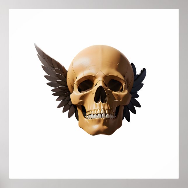 Winged Skull Symbolizing Mortality and Freedom Poster (Framsidan)