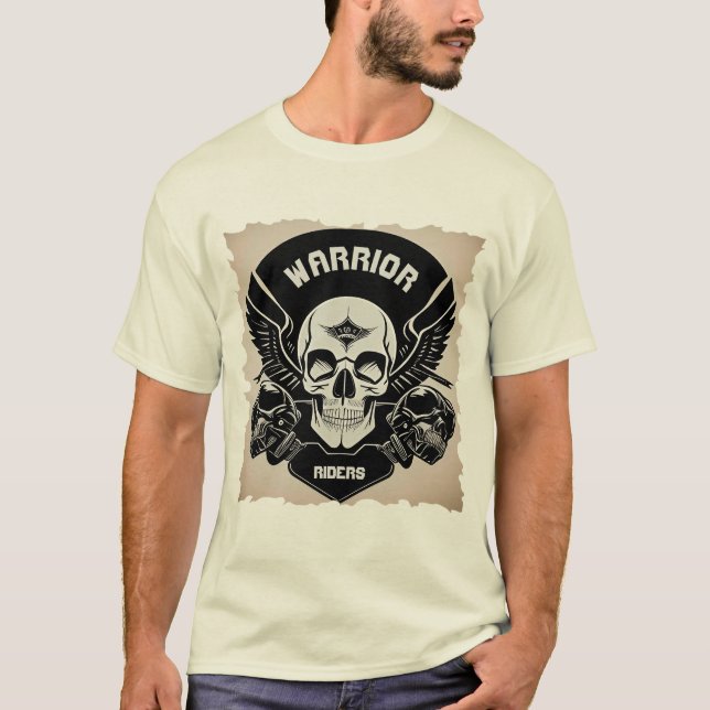 Winged Skull-teckning T Shirt (Framsida)